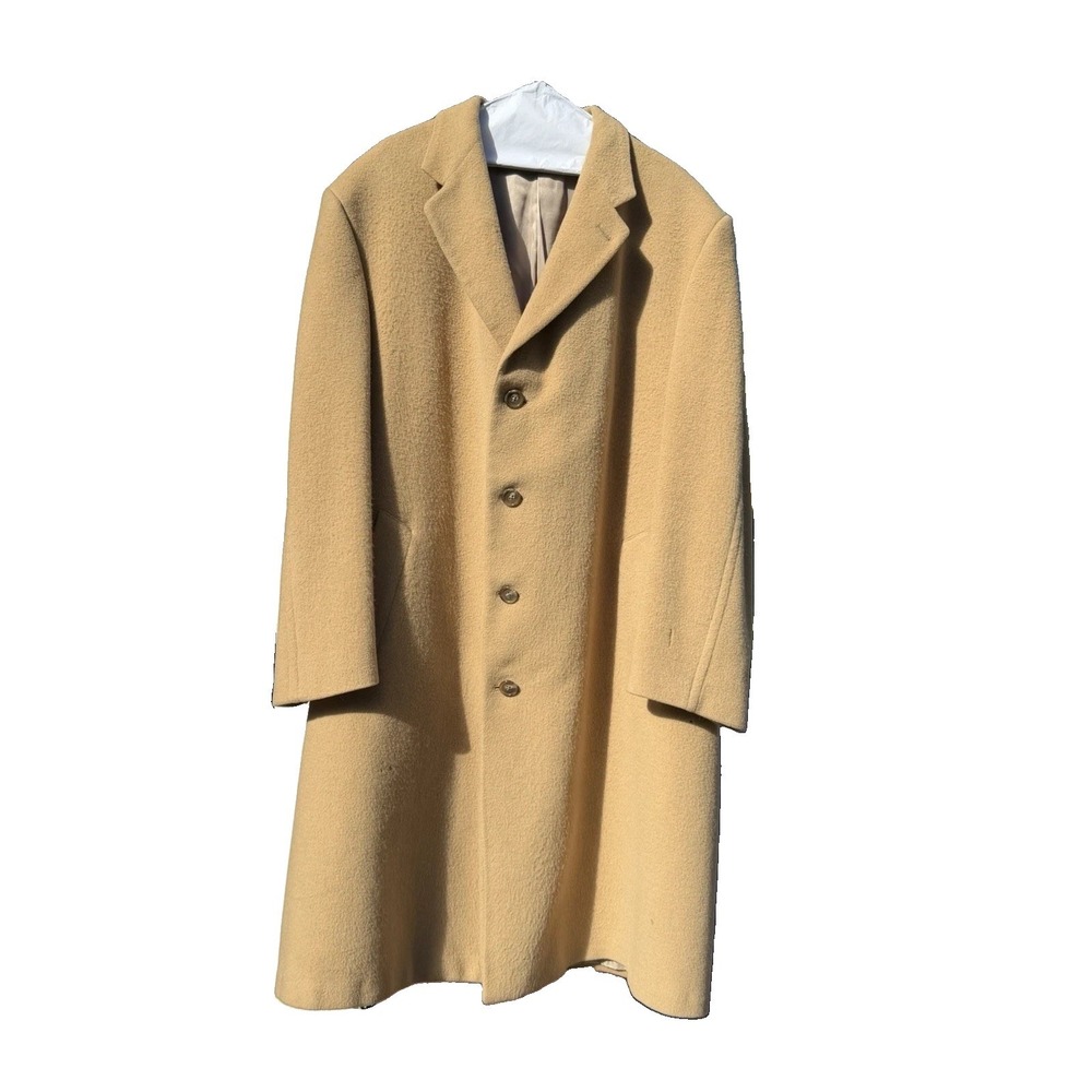 Vintage Hart Schaffner & Marx Mens 100% Camel Hair Overcoat 48R Made In Canada